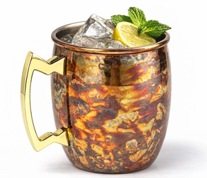 Mug Moscow Mule 500ml en acier inoxydable avec poignée |   Design martelé durable pour bière, vin et boissons glacées - Product Image 6