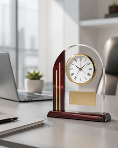 Modern Design Exquisite Acrylic Bronze Crystal Trophy Polished Small Clock Custom Engraving Durable Recyclable - Product Image 4