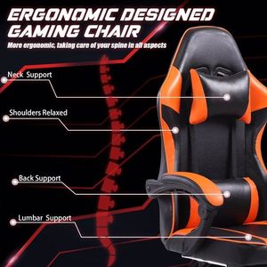 Sedia da Gaming Ergonomica Girevole con Poggiapiedi in Pelle PU per Adulti, Reclinabile, con Supporto Lombare per Ufficio e Gaming - Product Image 2