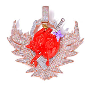 CONCEPTION Colgante Hip Hop Personalizado con Moissanita VVS de Corte Brillante Redondo, Chapado en Plata de Ley 925, Unisex - Product Image 5