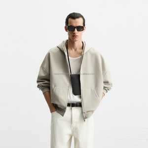 Logo personnalisé Sweat à capuche surdimensionné lourd pour hommes 600 GSM coton biologique France Terry Boxy veste d'hiver - Product Image 2