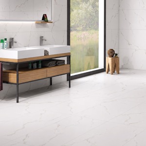 Azulejos de Cerámica con Aspecto de Mármol Rocker Attica Blanco 600x1200mm, Brillantes y Esmaltados, Superficie Sólida para Baño, Cocina, Villa - Product Image 1