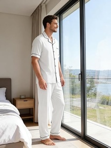 Women <b>Pajama</b> Set V Neck Short Sleeve Loungewear Two Piece Sleepwear Bamboo Blend Lounge Outfit - Product Image 4