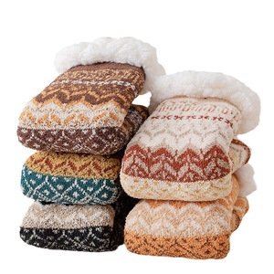 Top classement hiver thermique fourrure cachemire doublé tricoté chambre antidérapant moelleux floue chaussettes de sol pour 9 degrés centigrades ci-dessous - Product Image 6