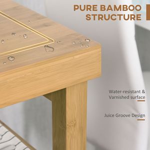 Carrello da Cucina Moderno ed Ecologico in Bambù con 2 Cassetti e Ripiani Aperti su Ruote per Maggiore Durabilità - Product Image 5