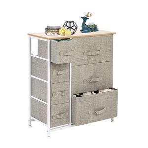 Cassettiera Stile Fattoria con 7 Cassetti, Unità di Stoccaggio per Camera da Letto, Corridoio, Armadio, Ufficio, Struttura in Acciaio e Piano in Legno - Product Image 3