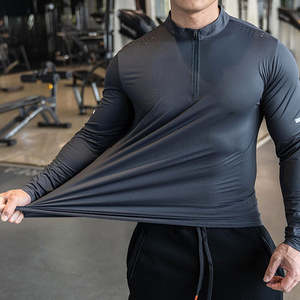 Camisetas Deportivas con Cierre para Hombre, Elásticas, de Secado Rápido, Ajustadas, de Color Sólido, Camisetas Deportivas de Manga Larga para Hombre - Product Image 2