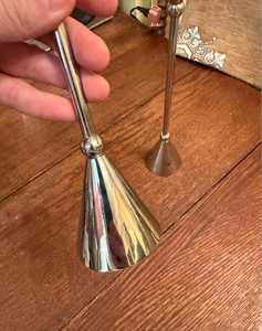 Custom Shiny <b>Silver</b> Cone Shape Handmade Brass Embossed Logo Personalized Durable Candle Stand & <b>Candlestick</b> Holder Home Decor UO - Product Image 5