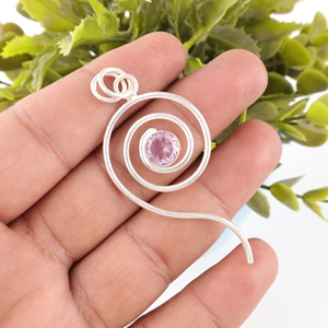 Colgantes de Morganita Natural con Cadena de Plata Esterlina, Cristal Rosa Pulido, Corte Facetado con Engaste de Bisel, Gema - Product Image 1