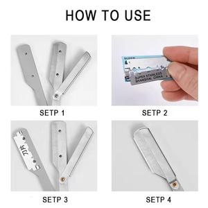 Folding Straight Razor Stainless Steel Single Blade <b>Shaver</b> for <b>Face</b> Hair Detailing Gold Black Silver Colors - Product Image 6