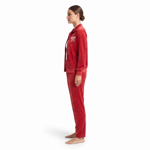 <b>Top</b> Quality Women’s <b>Velvet</b> Tracksuit Regular Fit Full Zip Jacket Matching Pant Winter Wear Casual Wear Solid <b>Red</b> Color Two Piece - Product Image 4