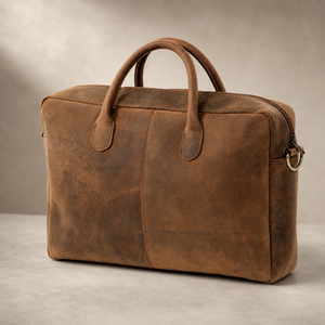 Vintage Genuine Leather Lightweight Briefcase Laptop Handbag Business Travel Bag Adjustable Strap Soft Handle Water Resistant - Product Image 2