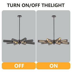 Lampadario Sputnik Moderno Industriale da 34 Pollici, 8 Luci, in Metallo Nero e Oro con Paralumi a Rete, Attacco E26, Altezza Regolabile - Product Image 6