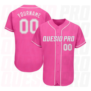 Camiseta de Béisbol Auténtica Personalizada en Rosa y Blanco, Impresión por Sublimación, Logotipo Personalizado, Personalización, Marca de Equipo de Moda - Product Image 1