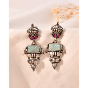 Boucles d'oreilles fines en argent Meera Jaipur Neel Kamal - Product Image 2