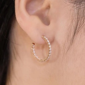 New Design 925 Moissanite Unique <b>Hoop</b> <b>Earrings</b> In <b>Sterling</b> <b>Silver</b> White & Yellow Gold Plated <b>Hoop</b> Diamond <b>Earrings</b> for Sale - Product Image 5