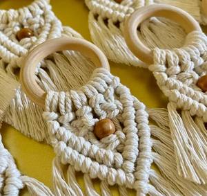 Anneaux de serviette en macramé bohème : coton tissé, décoration de table de mariage - Product Image 2