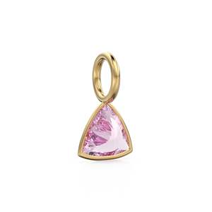 Colgante de Turmalina de 5mm en Oro Amarillo Sólido de 14k con Engaste para Joyería / Piedra de Nacimiento de Octubre / Gema Rosa con Corte Trillón - Product Image 5