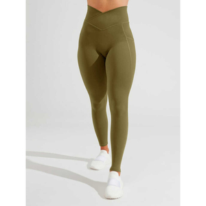 High Waist Full Length Yoga Leggings Seamless Stretch Spandex Nylon Solid Color Women's Fitness Pants - Product Image 3