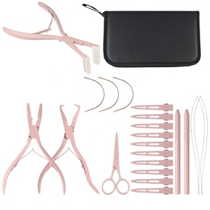 Stainless Steel Hair Extension <b>Pliers</b> <b>Sets</b> Kit with Hook Needle Professional Wholesale Hair Extensions Tools With Custom Label - Product Image 1