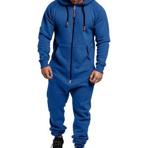 Men's Fleece Polyester/Cotton 500g Knitted Onesie <b>Jumpsuit</b> Plaid Pattern Long Sleeve Winter Pajama <b>Pockets</b> Quick Dry Breathable - Product Image 1