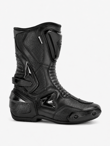 Bottes de moto mi-mollet en cuir véritable imperméables, respirantes, légères, avec fermeture éclair, semelle extérieure en caoutchouc, toutes saisons, noires, vente en gros - Product Image 5