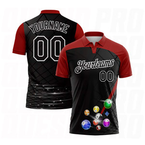 เสื้อโปโลแบบกำหนดเอง สีดำ แดง ขาว ลายลูกบิลเลียด ระบายอากาศได้ดี ซับเหงื่อ แห้งเร็ว พิมพ์ลายแบบซับลิเมชั่น สำหรับกอล์ฟ - Product Image 1
