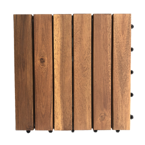 Kanhome T6A2 300x300x24mm d'épaisseur Revêtement d'huile Moderne Durable Carreaux d'extérieur en bois d'acacia à 6 lamelles Antidérapant Résistant à l'usure Extérieur - Product Image 1