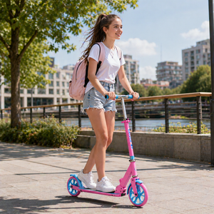 <span class=keywords><strong>Trottinette</strong></span> à roues PU de 200 mm, cadre en métal, avec plateau recouvert de plastique et poignées en TPR - Product Image 3