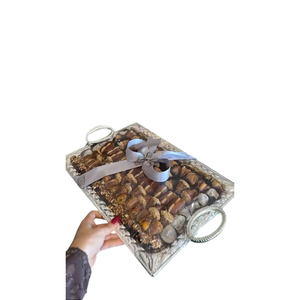 Superior Quality <b>Assorted</b> <b>Chocolate</b> Gift Tray Deluxe Decorative Metal Platter For Special Occasions Engagement & Birthday Party - Product Image 2