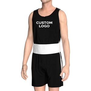 Ensemble de combat en satin extensible pour homme, mélange polyester/spandex de qualité supérieure, couleur personnalisée, débardeur et short de boxeur - Product Image 1