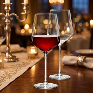 Copas de Vino de Borosilicato Hechas a Mano de 430 ml, Libres de Plomo, Transparentes, con Tallo, para Vino Tinto y Blanco, Reutilizables, Venta al Por Mayor - Product Image 1