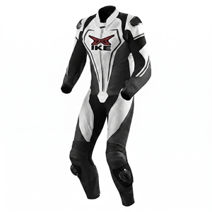Genuine Leather <b>Summer</b> Printed Biker <b>Motorcycle</b> Racing Suit Full Sleeve Windproof Waterproof Touring with Protective Gear - Product Image 1