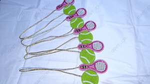 Wholesale Handmade Tennis Racket and Ball Beaded <b>Bag</b> <b>Charm</b> Luxury Sports Keychain Seed Bead Purse <b>Charm</b> OEM ODM Private Label - Product Image 4