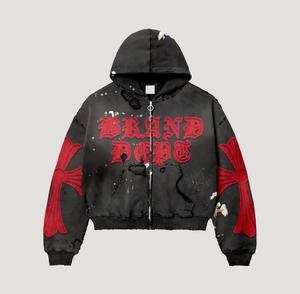 Sudadera con capucha para hombre, diseño personalizado, corte holgado, hombros caídos, estilo vintage desgastado, estampado en serigrafía, tejido grueso. - Product Image 6