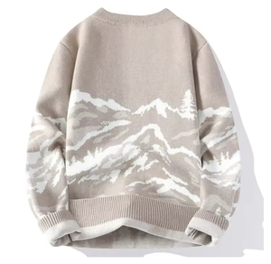Pull en laine mérinos 100% bleu marine pour homme, pull en laine tricoté pour l'automne, pull à manches longues pour homme, pull tricoté - Product Image 2