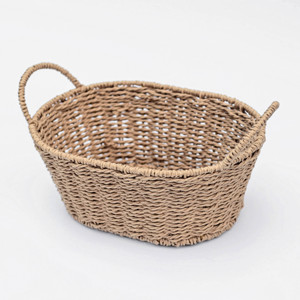 Oval Woven Straw <b>Basket</b> with Handle – Minimalist & Elegant Nordic Style - Product Image 1