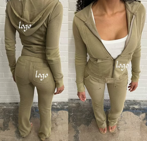Conjunto Deportivo de Invierno con Efecto Desgastado para Mujer, Ropa Urbana Esencial, Sudadera con Cierre y Pantalones Deportivos Personalizados, Fabricante de Conjuntos Deportivos - Product Image 6