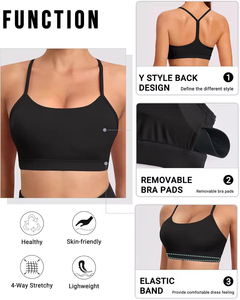 Sujetadores deportivos acolchados cómodos al por mayor para mujer, diseño de espalda en Y, tallas grandes, transpirables, tops de yoga para entrenamiento, sujetador deportivo de cobertura total - Product Image 5