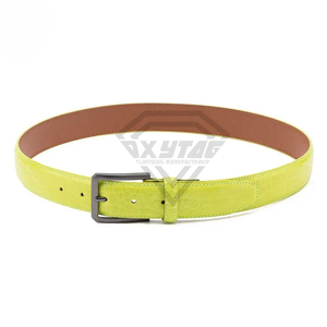 Cinturón de Cuero Genuino con Grabado de Cocodrilo en Verde Neón Personalizado de Primera Calidad para Hombre, Correa de Cintura de Diseñador de Alta Calidad - Product Image 3