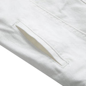 เสื้อแจ็คเก็ตเดนิมสีขาวพิเศษสำหรับผู้ชาย ผ้าฝ้าย 100% พร้อมปกเสื้อพับได้ ผ้าถักระบายอากาศ เสื้อเดนิมแบบสวมสำหรับผู้ชาย - Product Image 6
