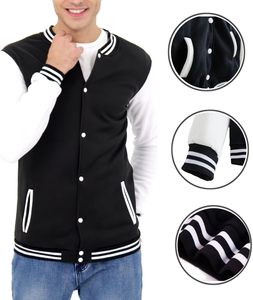 Chaqueta Deportiva David para Hombre, Negra, Estilo Universitario, Corte Regular, Cuello Alto, Cierre de Botones, Color Sólido, Uso Casual - Product Image 4