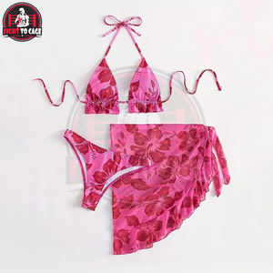 Conjunto de Bikini Floral de 3 Piezas para Mujer, Sexy, con Cuello en V y Cintura Alta, Traje de Baño de la Mejor Calidad, Ropa de Playa para Exteriores - Product Image 6