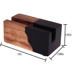 Porte-cartes élégant en bois et résine, forme rectangulaire, de bonne qualité, pour le bureau, porte-cartes de visite en bois et résine, prix abordable - Product Image 2