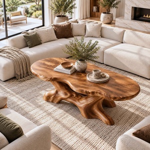 Mesa de Centro Moderna Hecha a Mano con Borde Natural de Madera de Nogal, Mueble Único para Decoración de Sala de Estar, Hecho en Vietnam - Product Image 2