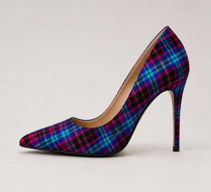 Chaussures à talons hauts en tartan pour femmes, escarpins à bout pointu, mode, OEM ODM, chaussures de mariage et de soirée, vente en gros - Product Image 2