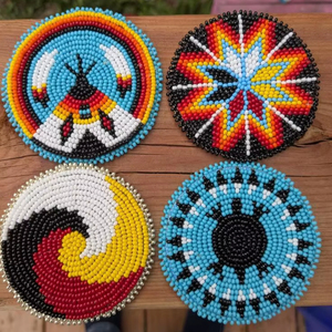 Premium Handcrafted Glass Seed <b>Beads</b> <b>Coaster</b> With Strong Stitching For Long Lasting Daily Use And Decorative Appeal - Product Image 1