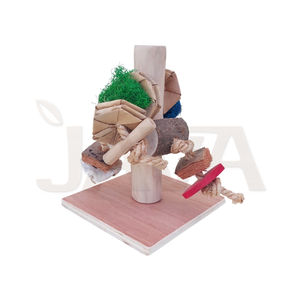 Station de jeu simple en bois pour petits animaux XS, jouets pour hamsters et lapins - Product Image 1