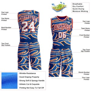 Vêtements de basket-ball personnalisés en polyester 100% en gros, design imprimé, uniforme de basket-ball, séchage rapide - Product Image 2