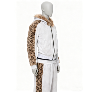 Breathable 100% Cotton Printed Tracksuit <b>Fur</b> Hooded Streetwear Set Winter Urban Fashion Oversized <b>Hoodie</b> Pants Outfit - Product Image 4